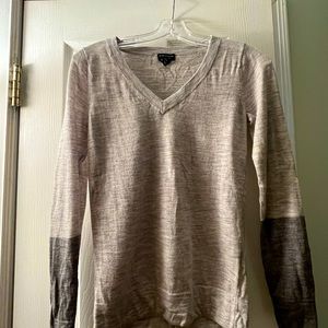 Club Monaco v neck sweater gray with color block on sleeve